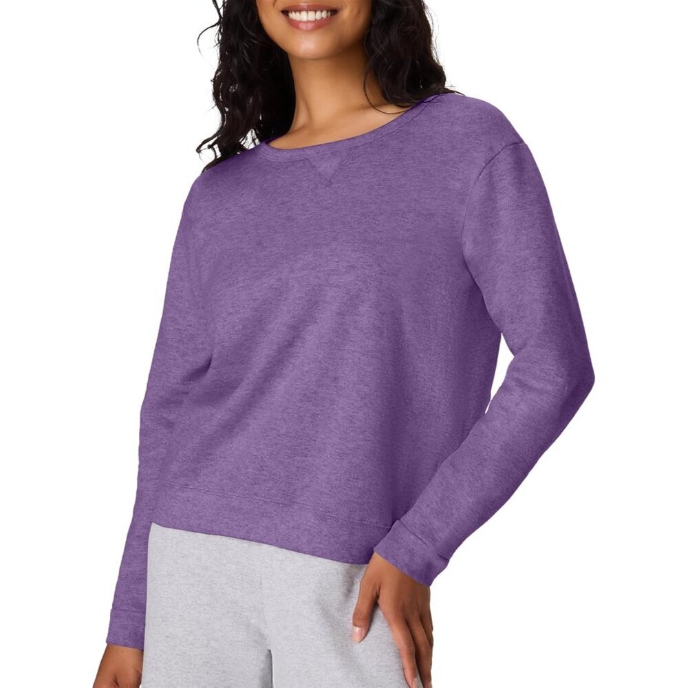 womens Crewneck Sweatshirt, Ecosmart Fleece Pullover With V-notch, Sweatshirt fo